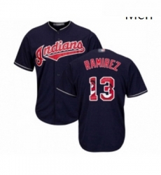 Mens Cleveland Indians 13 Hanley Ramirez Authentic Navy Blue Team Logo Fashion Cool Base Baseball Jersey Mens Cleveland Indians 13 Hanley Ramirez Authentic Navy Blue Team Logo Fashion Cool Base Baseball Jersey