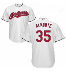 Mens Majestic Cleveland Indians 35 Abraham Almonte Replica White Home Cool Base MLB Jersey Mens Majestic Cleveland Indians 35 Abraham Almonte Replica White Home Cool Base MLB Jersey