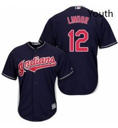 Youth Majestic Cleveland Indians 12 Francisco Lindor Authentic Navy Blue Alternate 1 Cool Base MLB Jersey Youth Majestic Cleveland Indians 12 Francisco Lindor Authentic Navy Blue Alternate 1 Cool Base MLB Jersey