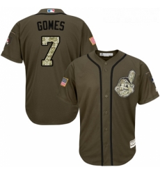 Youth Majestic Cleveland Indians 7 Yan Gomes Replica Green Salute to Service MLB Jersey Youth Majestic Cleveland Indians 7 Yan Gomes Replica Green Salute to Service MLB Jersey