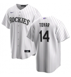 Men Colorado Rockies 14 Ezequiel Tovar White Cool Base Stitched Baseball Jersey Men Colorado Rockies 14 Ezequiel Tovar White Cool Base Stitched Baseball Jersey