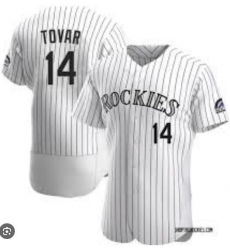 Men Colorado Rockies #14 Ezequiel Tovar White Flex Base Stitched MLB Jerseys Men Colorado Rockies #14 Ezequiel Tovar White Flex Base Stitched MLB Jerseys