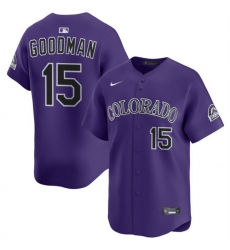 Men Colorado Rockies 15 Hunter Goodman Purple Limited Stitched Baseball Jersey