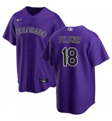 Men Colorado Rockies 18 Ryan Feltner Purple Stitched Baseball Jersey Men Colorado Rockies 18 Ryan Feltner Purple Stitched Baseball Jersey