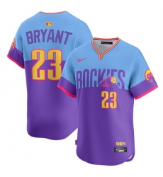 Men Colorado Rockies 23 Kris Bryant Purple Light Blue 2025 City Connect Limited Stitched Baseball Jersey