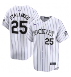 Men Colorado Rockies 25 Jacob Stallings White Home Limited Stitched Baseball Jersey Men Colorado Rockies 25 Jacob Stallings White Home Limited Stitched Baseball Jersey