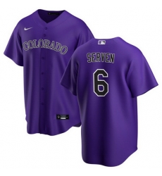Men Colorado Rockies 6 Brian Serven Purple Stitched Baseball Jersey Men Colorado Rockies 6 Brian Serven Purple Stitched Baseball Jersey