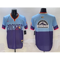 Men Colorado Rockies Team Big Logo Purple Light Blue 2025 City Connect Limited Stitched Baseball Jersey