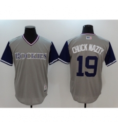 Men's Colorado Rockies #19 Charlie Blackmon Gray Baseball Jersey Men's Colorado Rockies #19 Charlie Blackmon Gray Baseball Jersey