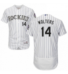 Mens Majestic Colorado Rockies 14 Tony Wolters White Home Flex Base Authentic Collection MLB Jersey Mens Majestic Colorado Rockies 14 Tony Wolters White Home Flex Base Authentic Collection MLB Jersey
