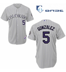 Mens Majestic Colorado Rockies 5 Carlos Gonzalez Authentic GreyBlue Strip Cool Base MLB Jersey Mens Majestic Colorado Rockies 5 Carlos Gonzalez Authentic GreyBlue Strip Cool Base MLB Jersey