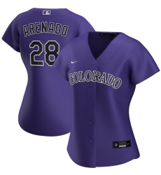 Colorado Rockies 28 Nolan Arenado Nike Women Alternate 2020 MLB Player Jersey Purple Colorado Rockies 28 Nolan Arenado Nike Women Alternate 2020 MLB Player Jersey Purple