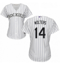 Womens Majestic Colorado Rockies 14 Tony Wolters Authentic White Home Cool Base MLB Jersey Womens Majestic Colorado Rockies 14 Tony Wolters Authentic White Home Cool Base MLB Jersey
