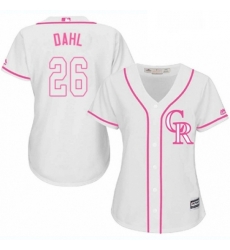 Womens Majestic Colorado Rockies 26 David Dahl Authentic White Fashion Cool Base MLB Jersey 