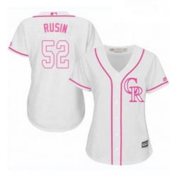Womens Majestic Colorado Rockies 52 Chris Rusin Authentic White Fashion Cool Base MLB Jersey 