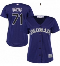 Womens Majestic Colorado Rockies 71 Wade Davis Replica Purple Alternate 1 Cool Base MLB Jersey Womens Majestic Colorado Rockies 71 Wade Davis Replica Purple Alternate 1 Cool Base MLB Jersey