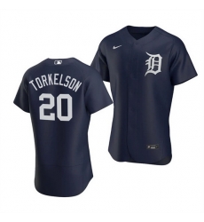 Men Detroit Tigers 20 Spencer Torkelson Navy Flex Base Stitched jersey Men Detroit Tigers 20 Spencer Torkelson Navy Flex Base Stitched jersey