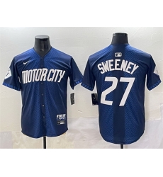 Men Detroit Tigers 27 Trey Sweeney 2024 Navy City Connect Cool Base Limited Stitched Jersey Men Detroit Tigers 27 Trey Sweeney 2024 Navy City Connect Cool Base Limited Stitched Jersey