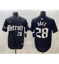 Men Detroit Tigers 28 Javier B E1ez Black  27Motor Gothic Edition 27 Vapor Premier Limited Stitched Baseball Jersey