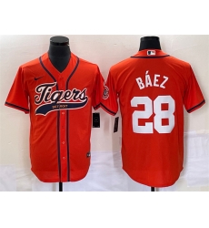 Men Detroit Tigers 28 Javier Baez Orange Cool Base Stitched Baseball Jersey Men Detroit Tigers 28 Javier Baez Orange Cool Base Stitched Baseball Jersey