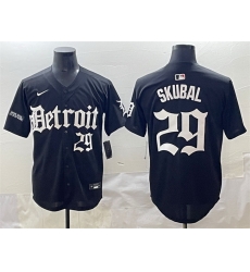 Men Detroit Tigers 29 Tarik Skubal Black 27Motor Gothic Edition 27 Vapor Premier Limited Stitched Baseball Jersey Men Detroit Tigers 29 Tarik Skubal Black 27Motor Gothic Edition 27 Vapor Premier Limited Stitched Baseball Jersey