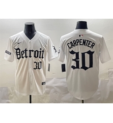Men Detroit Tigers 30 Kerry Carpenter White  27Motor Gothic Edition 27 Vapor Premier Limited Stitched Baseball Jersey