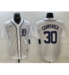 Men Detroit Tigers 30 Kerry Carpenter White Cool Base Stitched Baseball Jersey Men Detroit Tigers 30 Kerry Carpenter White Cool Base Stitched Baseball Jersey