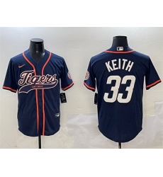Men Detroit Tigers 33 Colt Keith Navy With Patch Cool Base Stitched Baseball Jersey Men Detroit Tigers 33 Colt Keith Navy With Patch Cool Base Stitched Baseball Jersey
