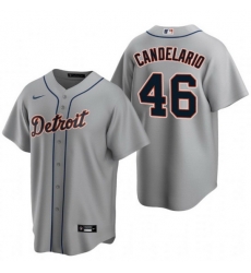 Men Detroit Tigers 46 Jeimer Candelario Grey Cool Base Stitched jersey Men Detroit Tigers 46 Jeimer Candelario Grey Cool Base Stitched jersey