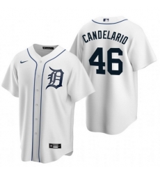 Men Detroit Tigers 46 Jeimer Candelario White Cool Base Stitched jersey Men Detroit Tigers 46 Jeimer Candelario White Cool Base Stitched jersey