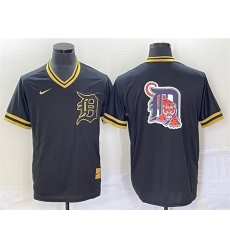 Men Detroit Tigers Black Team Big Logo Cool Base Stitched Jersey Men Detroit Tigers Black Team Big Logo Cool Base Stitched Jersey