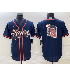 Men Detroit Tigers Navy Team Big Logo Cool Base Stitched Baseball Jersey Men Detroit Tigers Navy Team Big Logo Cool Base Stitched Baseball Jersey