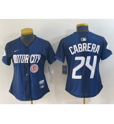 Women Detroit Tigers 24 Miguel Cabrera 2024 Navy City Connect Cool Base Limited Stitched Baseball Jersey 002 Women Detroit Tigers 24 Miguel Cabrera 2024 Navy City Connect Cool Base Limited Stitched Baseball Jersey 002