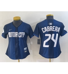 Women Detroit Tigers 24 Miguel Cabrera 2024 Navy City Connect Cool Base Limited Stitched Baseball Jersey 003 Women Detroit Tigers 24 Miguel Cabrera 2024 Navy City Connect Cool Base Limited Stitched Baseball Jersey 003