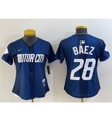 Women Detroit Tigers 28 Javier Baez 2024 Navy City Connect Cool Base Limited Stitched Baseball Jersey Women Detroit Tigers 28 Javier Baez 2024 Navy City Connect Cool Base Limited Stitched Baseball Jersey