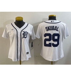 Women Detroit Tigers 29 Tarik Skubal White Cool Base Stitched Baseball Jersey Women Detroit Tigers 29 Tarik Skubal White Cool Base Stitched Baseball Jersey