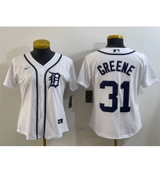 Women Detroit Tigers 31 Riley Greene White Cool Base Stitched Baseball Jersey