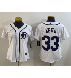 Women Detroit Tigers 33 Colt Keith White Cool Base Stitched Baseball Jersey