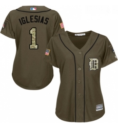 Womens Majestic Detroit Tigers 1 Jose Iglesias Replica Green Salute to Service MLB Jersey Womens Majestic Detroit Tigers 1 Jose Iglesias Replica Green Salute to Service MLB Jersey