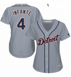 Womens Majestic Detroit Tigers 4 Omar Infante Authentic Grey Road Cool Base MLB Jersey Womens Majestic Detroit Tigers 4 Omar Infante Authentic Grey Road Cool Base MLB Jersey