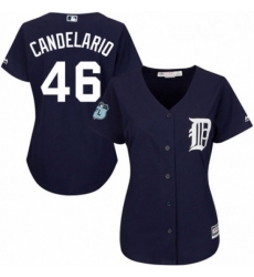 Womens Majestic Detroit Tigers 46 Jeimer Candelario Replica Navy Blue Alternate Cool Base MLB Jersey Womens Majestic Detroit Tigers 46 Jeimer Candelario Replica Navy Blue Alternate Cool Base MLB Jersey