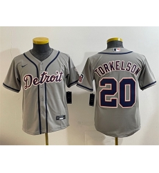Youth Detroit Tigers 20 Spencer Torkelson Grey Cool Base Stitched Baseball Jersey