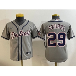 Youth Detroit Tigers 29 Tarik Skubal Grey Cool Base Stitched Baseball Jersey
