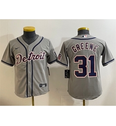Youth Detroit Tigers 31 Riley Greene Grey Cool Base Stitched Baseball Jersey Youth Detroit Tigers 31 Riley Greene Grey Cool Base Stitched Baseball Jersey