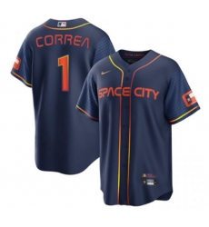 Men Houston Astros 1 Carlos Correa 2022 Navy City Connect Cool Base Stitched jersey Men Houston Astros 1 Carlos Correa 2022 Navy City Connect Cool Base Stitched jersey