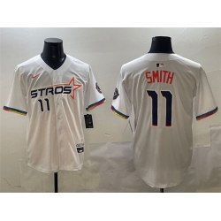 Men Houston Astros 11 Cam Smith White 2025 City Connect Limited Stitched Baseball Jersey