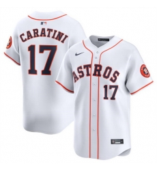 Men Houston Astros 17 Victor Caratini White 2024 Home Limited Stitched Baseball Jersey Men Houston Astros 17 Victor Caratini White 2024 Home Limited Stitched Baseball Jersey