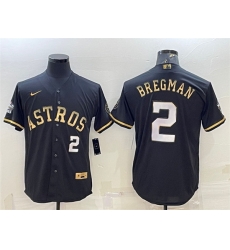 Men Houston Astros 2 Alex Bregman Black Gold 2022 World Series Stitched Baseball Jersey Men Houston Astros 2 Alex Bregman Black Gold 2022 World Series Stitched Baseball Jersey
