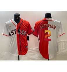 Men Houston Astros 2 Alex Bregman White Orange Split With Patch Cool Base Stitched Baseball Jersey Men Houston Astros 2 Alex Bregman White Orange Split With Patch Cool Base Stitched Baseball Jersey