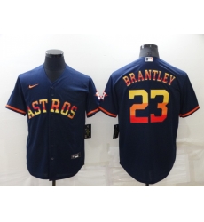 Men Houston Astros 23 Michael Brantley 2022 Navy Cool Base Stitched Jerse Men Houston Astros 23 Michael Brantley 2022 Navy Cool Base Stitched Jerse
